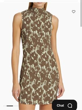 Proenza Schouler Brown and Cream Sleeveless Mock Neck Mini Dress